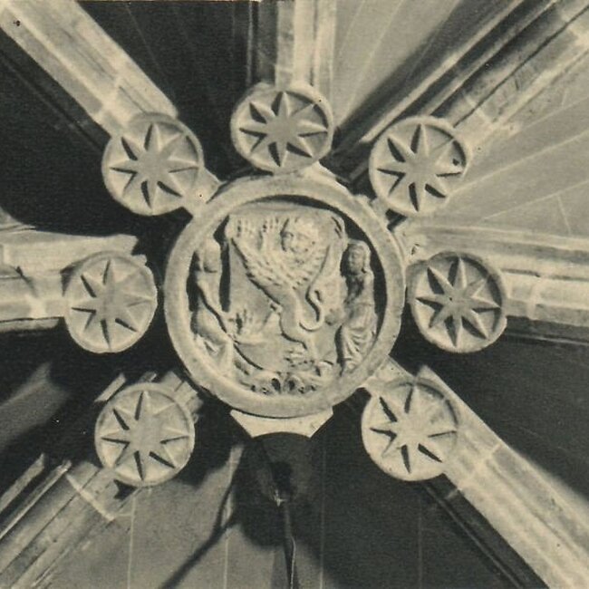 Clave de la bóveda de la capilla de Santiago en la Catedral de Santander