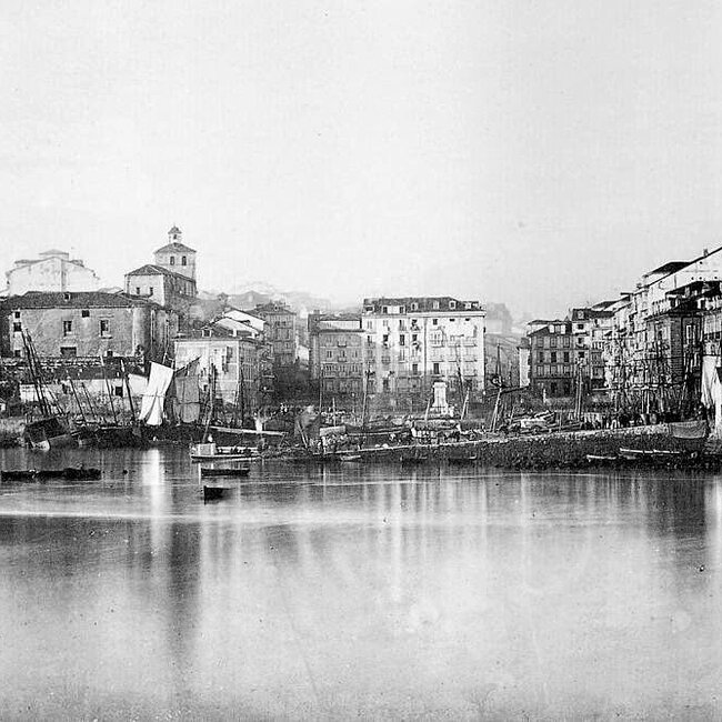 [1867] - Dársena de La Ribera (actualmente la plaza de Farolas y los Jardines de Pereda)