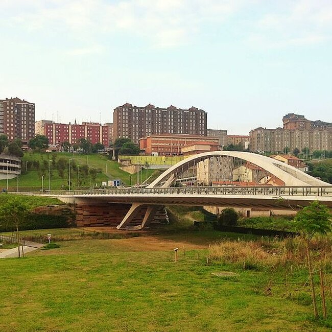 Vista lateral del puente Juán José Arenas en Las Llamas