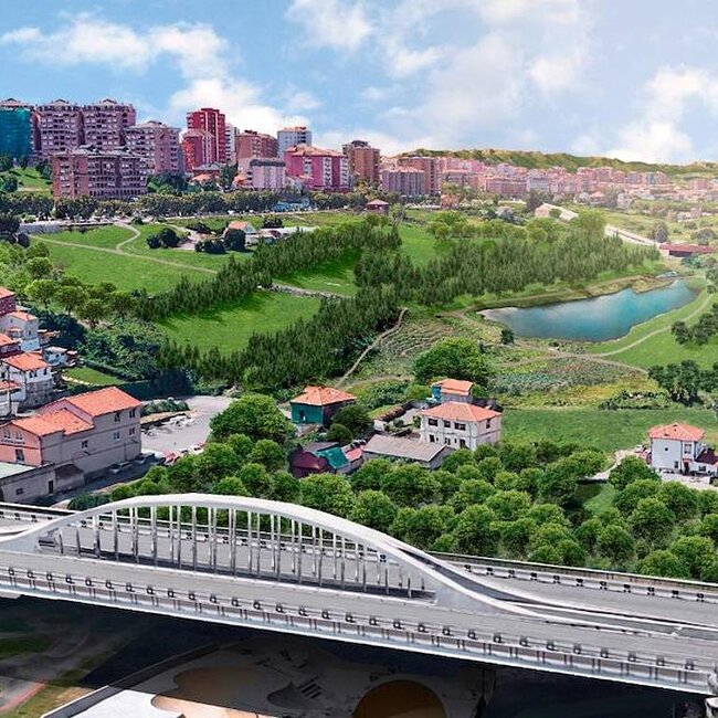 Vista aérea del puente Juan José Arenas en Las Llamas